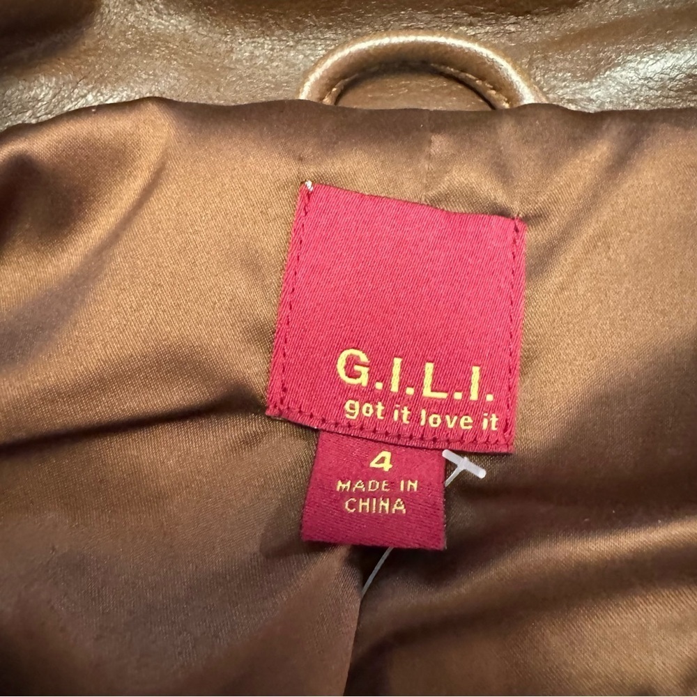G.I.L.I. Leather Jacket with Zipper Details Size 4 British Tan NWT - Picture 4 of 16